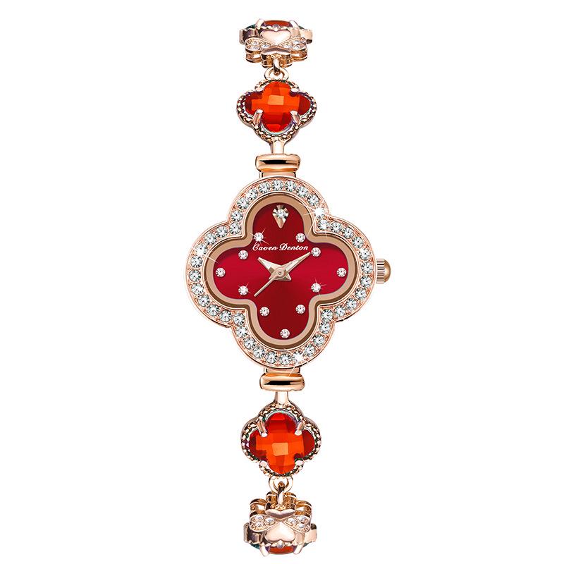 Women's Fashion Quartz Watch with Four-Leaf Clover Bracelet