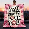 1 Stück Love You Herz-Kuscheldecke Polyesterfaser, Leichter Flanell, Weich & Warm, Ganzjahresgebrauch für Draußen, Camping