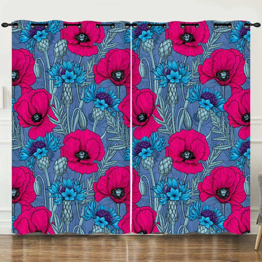 Vorhang Graffiti Blumen Und Pflanzen 3D Digitaldruck Verdunkelungsvorhang Ösen