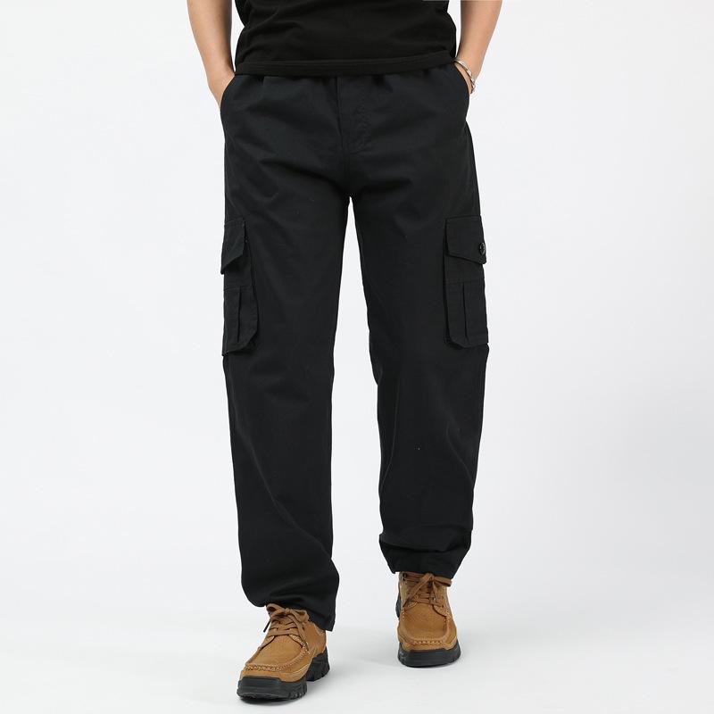 Spring & Autumn Multi-Pocket Loose Fit Casual Pants for Middle-Aged Men