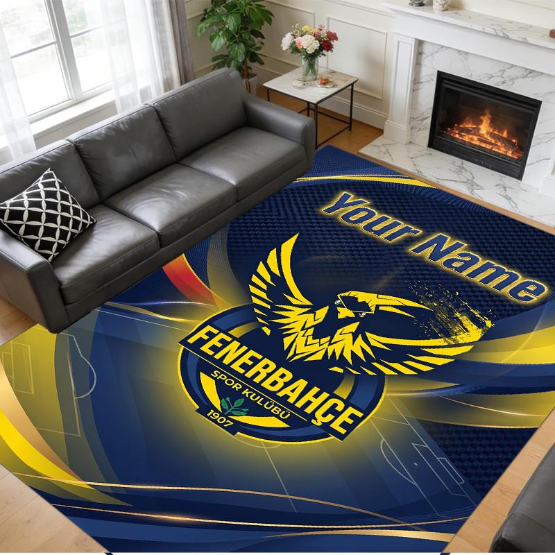 Crystal Velvet Rug Custom Name Text, Soft Non Slip Floor Mat Home DecorFenerbahçe FC