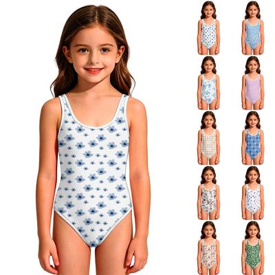 Girls' One-Piece Swimsuit - Round Neck Summer Bathing Suit