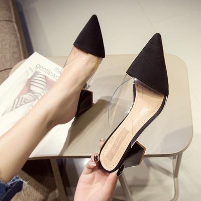 Temperament dicken High Heels Frauen Sommer neue transparente Outdoor-Sandalen Mode hundert, mit spitzen Damenschuhen