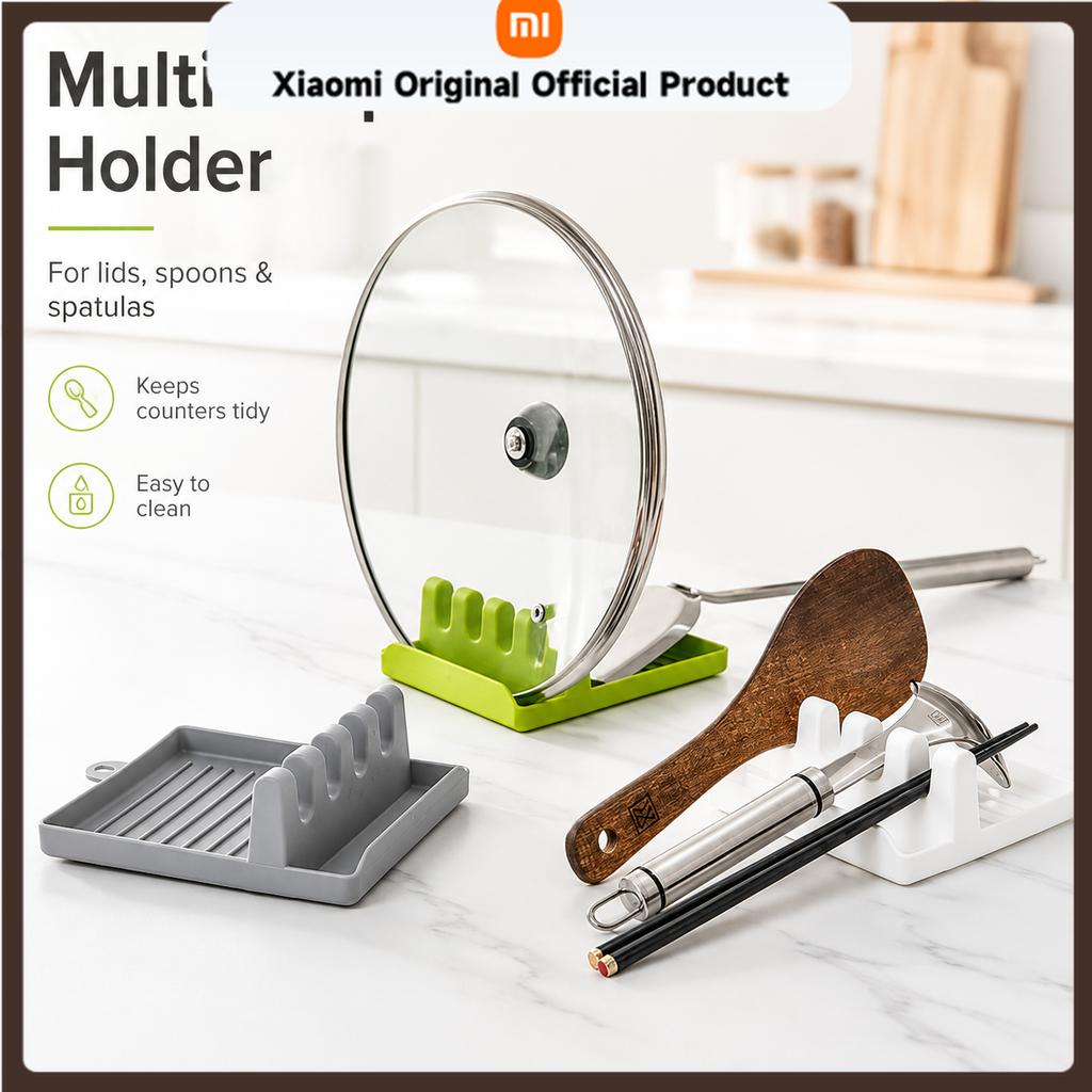Xiaomi Pot Lid Holder Spoon Rest Kitchen Organizer Spatula Utensil Stand with Drip Tray Countertop Cooking Accessories Storage Rack