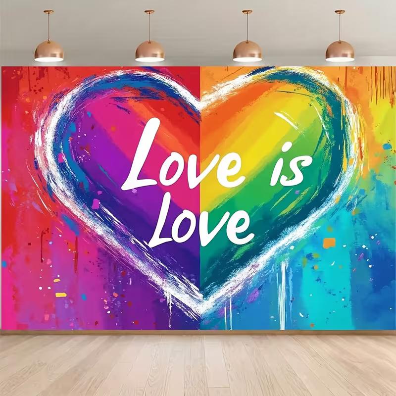 2D Flat Rainbow Love Is Love Backdrop LGBTQ Pride Celebration Background Cloth