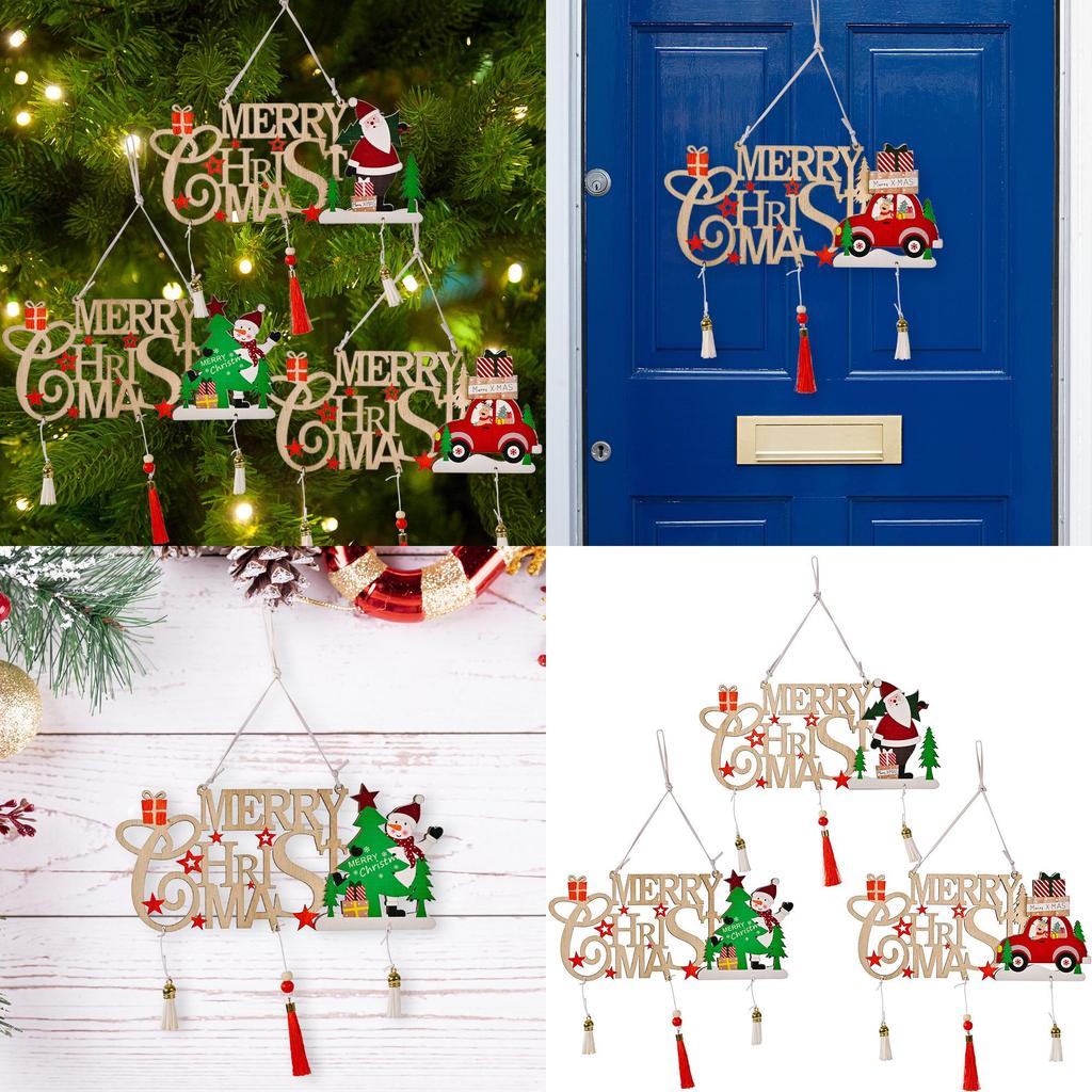 Stunning Wood Christmas Tree Hanging Ornament Merry Christmas With Elegant Design