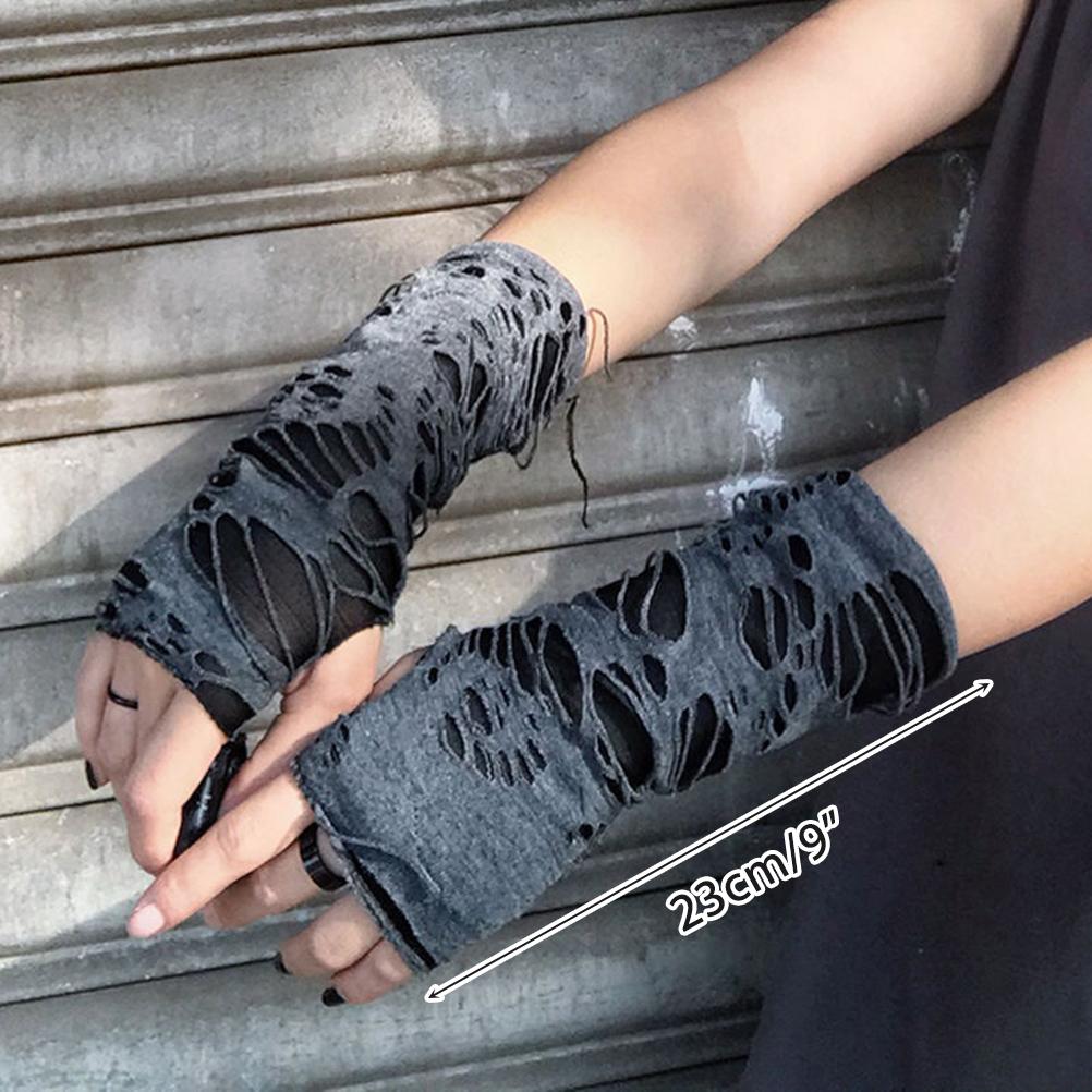 Luvas Sem Dedos Steampunk de Halloween para Homens e Mulheres Aquecedores de Braço Góticos Luvas Rasgadas para Cosplay Fantasia