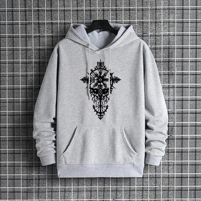 Ancient Raven Mens Hoodies Urban Streetwear 2025 New Fashion Hip Hop Hooded Sweatshirt Male Trendy Casual Hoody Autumn Winter