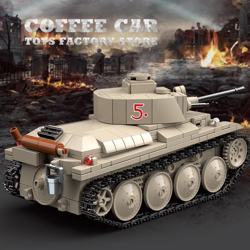 Non-Toxic Wwii Military Tank Moc Bricks Model Classic Light Armored Vehicle Building Blocks Army Soldier Toys Children Christmas Gifts