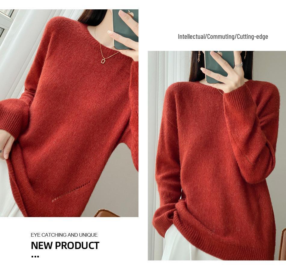 Korean Tencel Wool Knit Women's Round Neck Sweater - Autumn/Winter Fashion