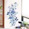 Blue Peony Flower Self Adhesive Removable Wall Sticker for Living Room Bedroom Hallway Home Decor