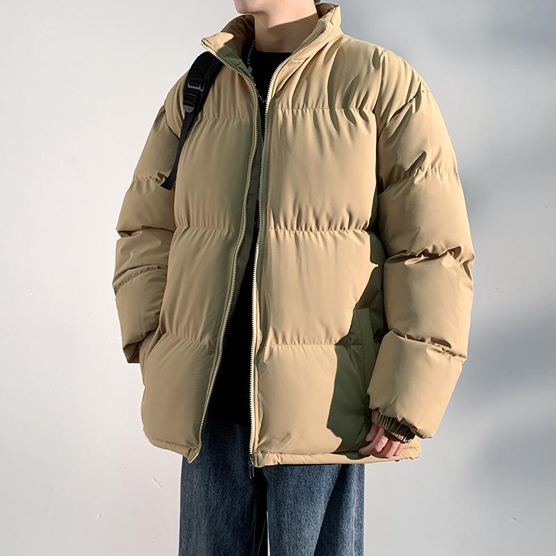 Live broadcast of the new stand-up collar cotton clothes, men's solid color simple urban trendy brand couple thickened warm cotton-padded clothes