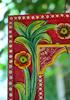 Hand Carved Wooden Jharokha Wall Decor: Bright Painted Flower Design Indian Frame