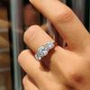 4Carat Moissanite Diamond Engagement Ring with Certificates 925 Silver Three-Stone Wedding Band for Women Fine Jewerlry