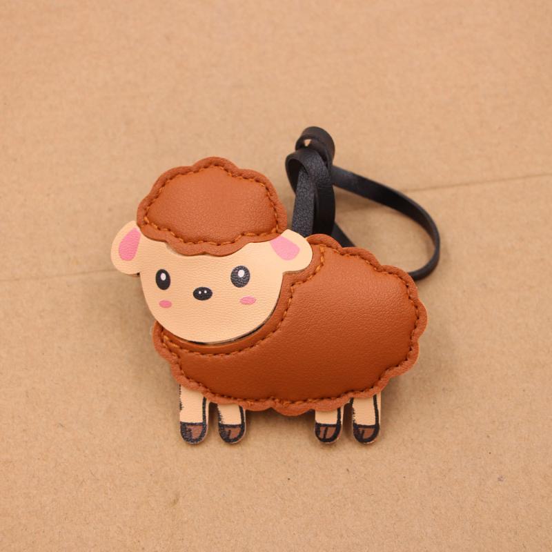 Cute Cartoon Sheep Shaped Bag Charm Waterproof PU Leather Pendant for Backpacks Handbags Keys Party Decor Accessory