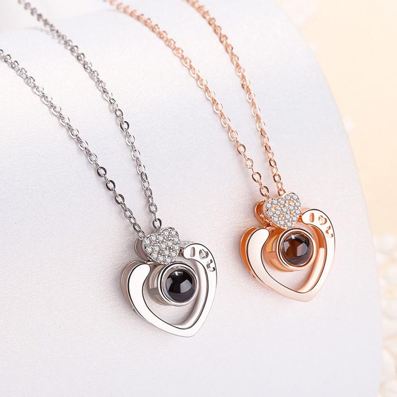 100 Languages 'I Love You' Diamond Projection Necklace