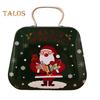 Caja de dulces navideña con asa, minibolsa de hierro, contenedor para bocadillos con forma de muñeco de nieve y Papá Noel, contenedor para guardar dulces navideños