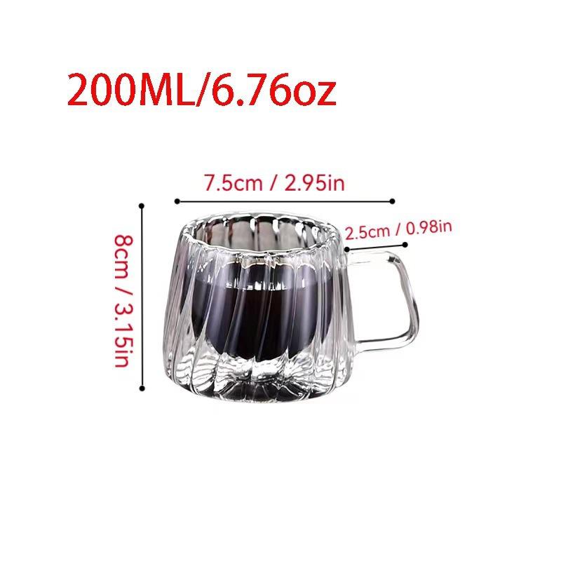 

Двухслойная стеклянная термостакан с ручкой, устойчивая к высоким температурам и прозрачная для чая с молоком и кофе 200ml