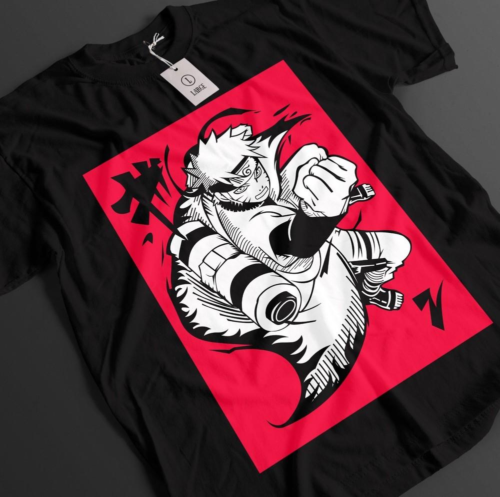 

Футболка Наруто Курама Футболка Узумаки Футболка Аниме Минато Топ Боруто Унисекс Футболка XL
