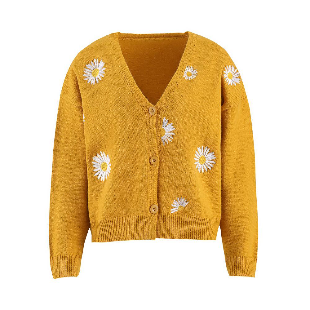 Cross2026 Women's Christmas Abstract Floral Casual Cardigan Sweater