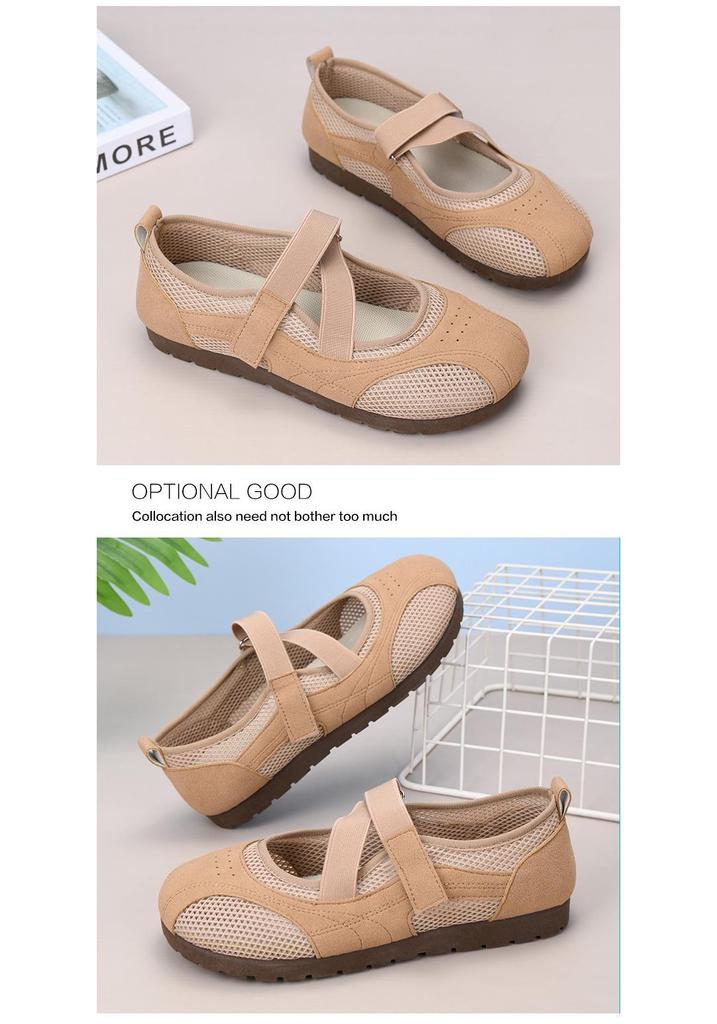 Zapatos Planos Mary Jane para Mujer Verano 2025 de Malla con Velcro - Zapatos Casuales Versátiles para Mamás