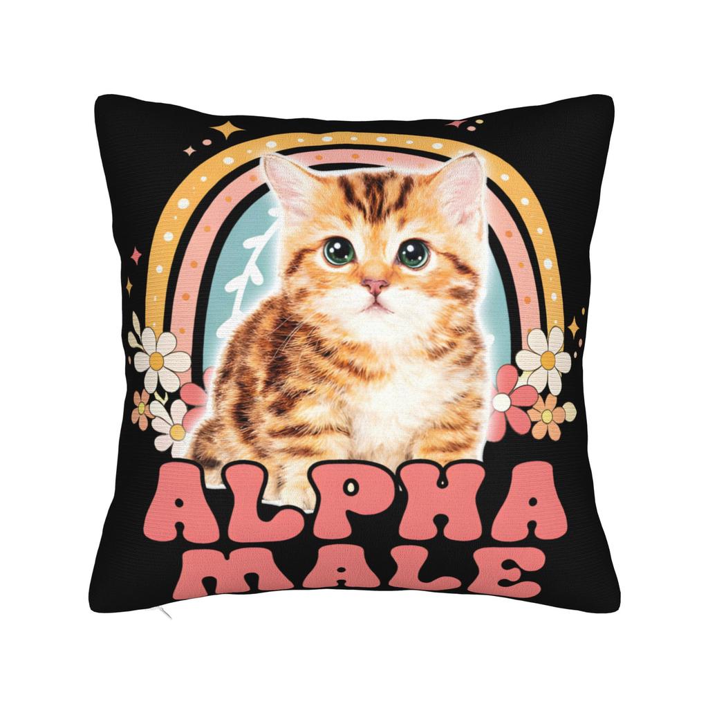 Decorative Pillowcase Alpha Male Cat Kitten Funny  Accessories Living Room  Pillow Case Cover Zippered Multi Size