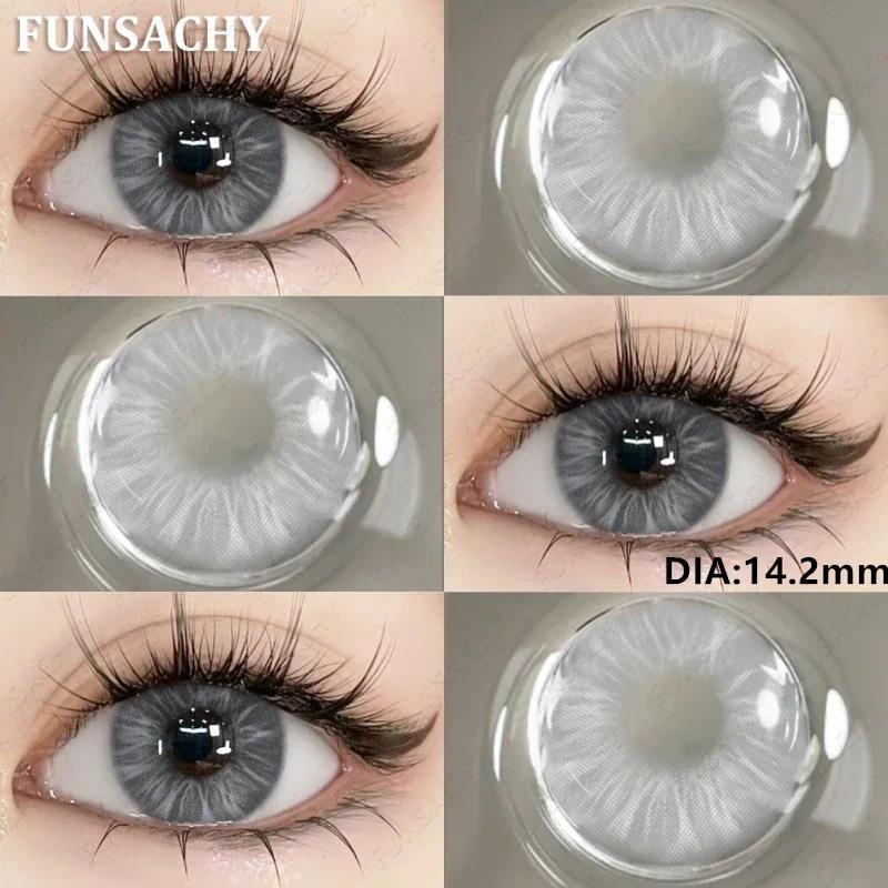 FUNSACHY 2 st Naturliga Kontaktlinser för Ögon Färgade Blå Kontaktlinser Grå Vacker Pupill Grön Lins Ögonmakeup Koreanska Linser