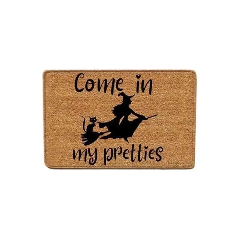 Witch Pumpkin Printed Floor Door Mat Non Slip Super Absorbent Kitchen Rugs Halloween Home Decor Entrance Carpet Drying Footpad