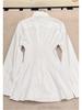 2024 Women's Summer Long Sleeve Shirt Dress with Turn-Down Collar and Waist Tie