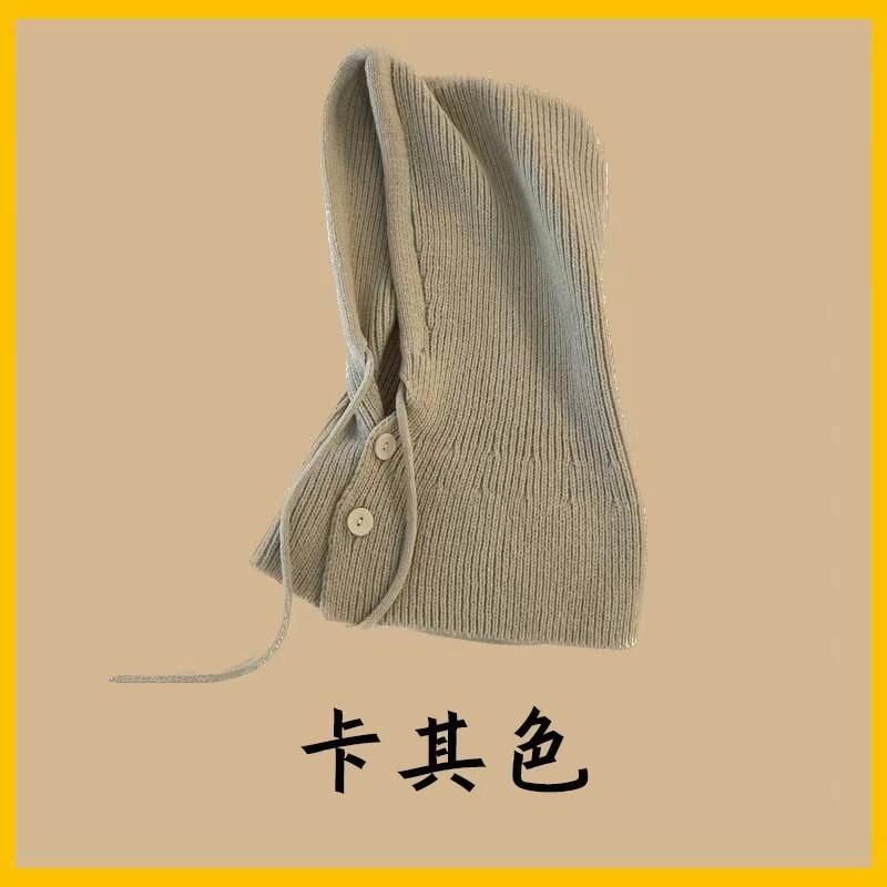 Hat Women's Autumn and Winter Balaclava Hat Scarf Integrated Windproof Neck Protection Cold Warm Scarf Wool Hat