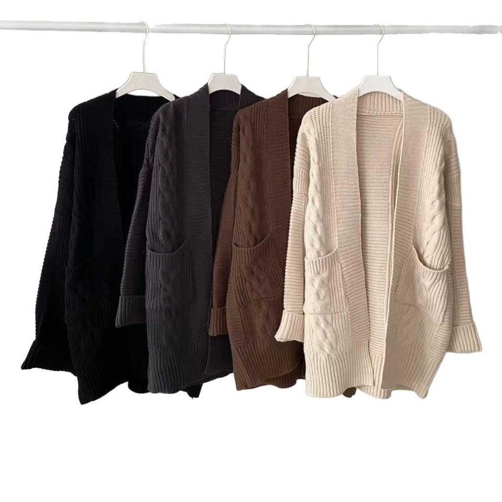 Sweater Lazy Wind Cardigan New Loose Knitted Cardigan Women's Coat Medium and Long Thickened Autumn and Winter Outer Women's Coat
