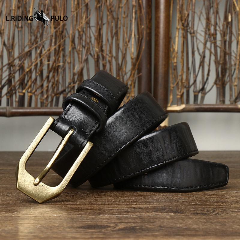 Double-sided Genuine Leather Belt Men's Genuine Leather Pin Buckle Simple Versatile Casual Belt Men's