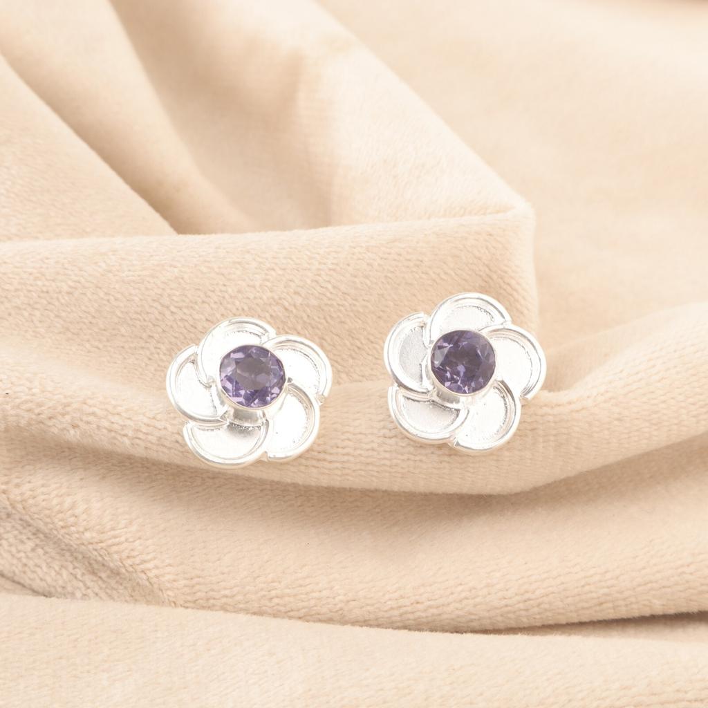 Natural Iolite Sterling Silver Butterfly Anniversary Stud Post Earrings Jewelry EE-157-9