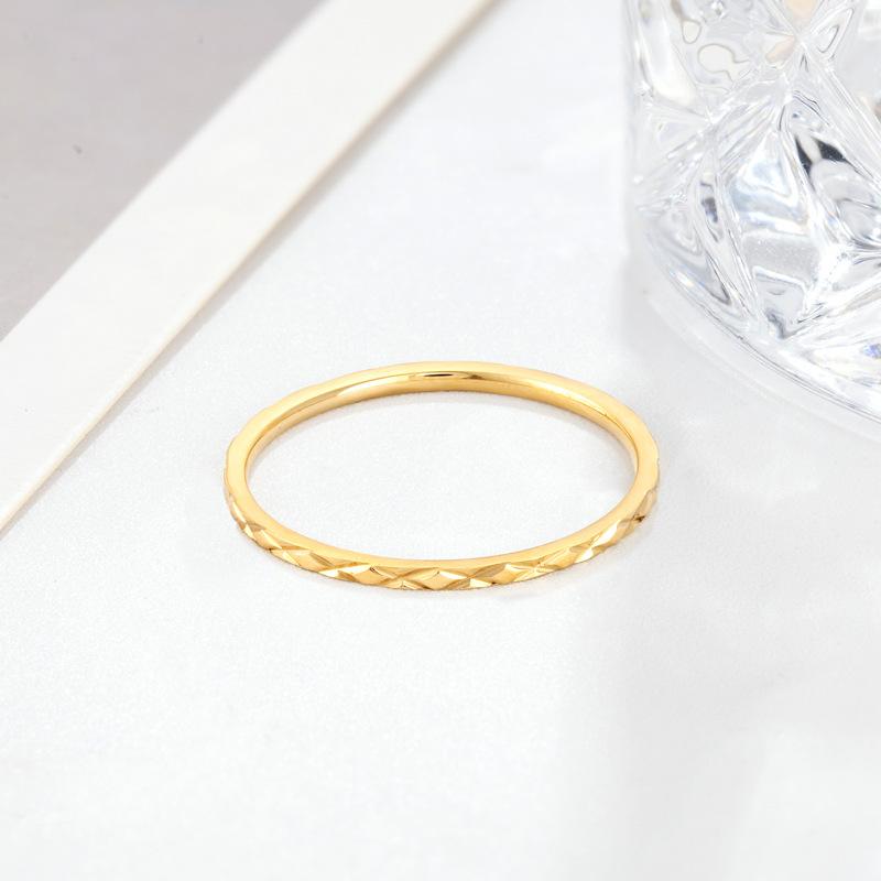 Rhombus Smooth Titanium Steel Ring Japanese and Korean Personality Ring Ins Women's Ring Stainless Steel