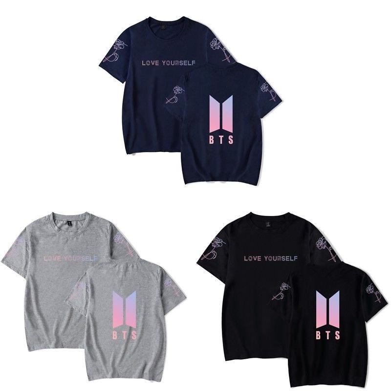 Bts Tryckt T-shirt Kortärmad Bomull Vardagskläder För Fans Mode