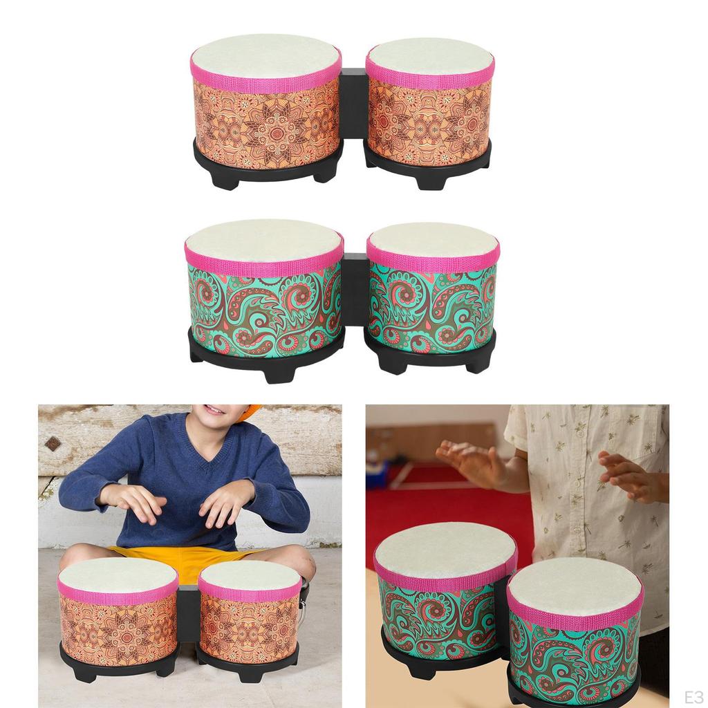5" and 6" Bongo Drum Set Hand Fine Motor Skills Sturdy Playing Congas for