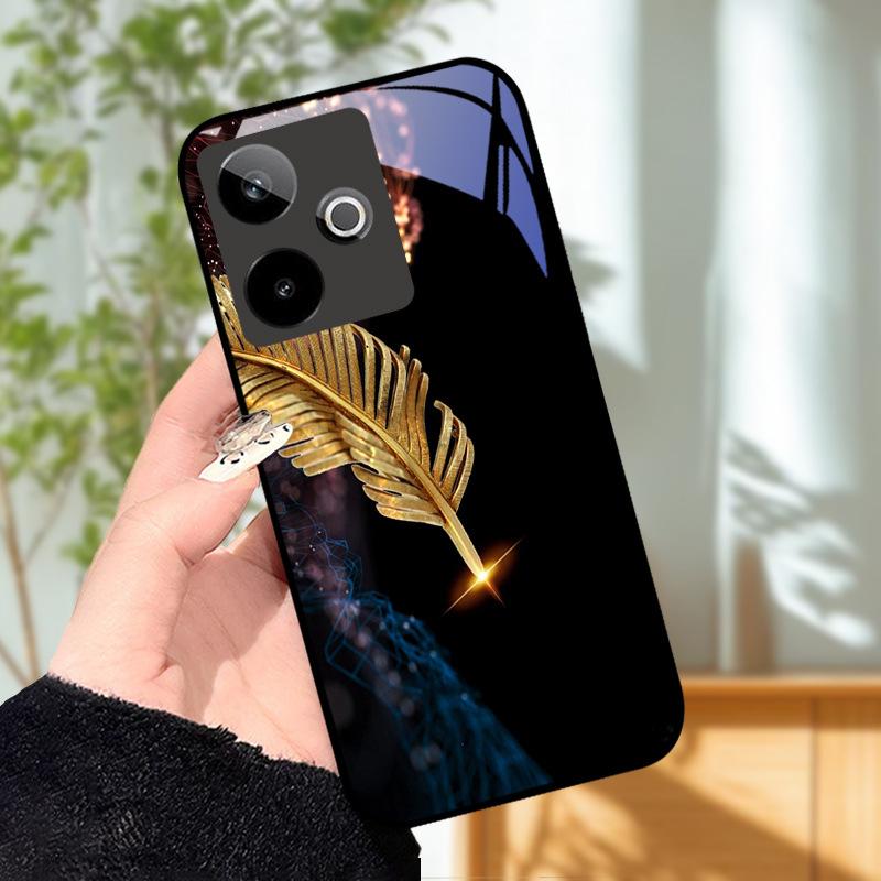 Für Realme GT7 5G Hülle Luxus Malerei Cover Gehärtetes Glas Handyhülle Für Realme GT 7 Fundas Harte PC Stoßfeste Schale Bumper