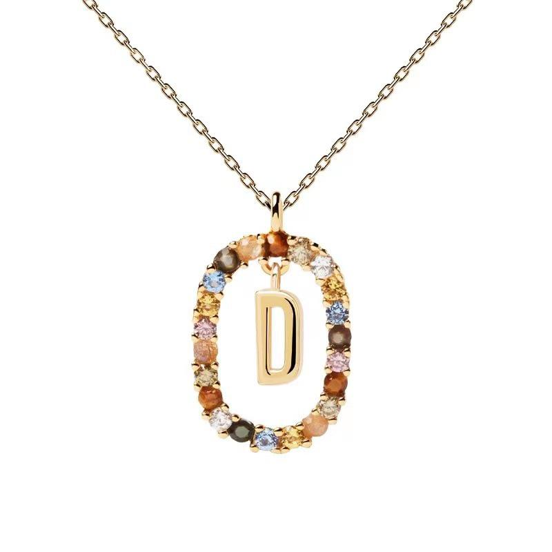 European & American Spanish Zircon Alphabet Necklace - Stylish Clavicle Chain Pendant