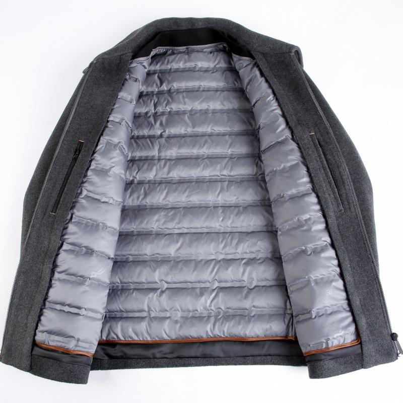 Autumn and Winter New Cashmere Jacket for Men, Middle-aged Dad, Business Casual Wool Lapel Jacket with Removable Down Liner