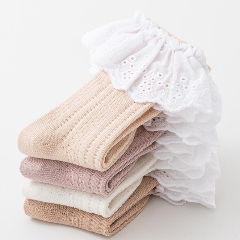 4Pairs/set Baby Socks For Girls Summer Infant Girl Toddler Sock Anti-slip Newborn Cotton Lace Children's Princess Socks 0-5Years
