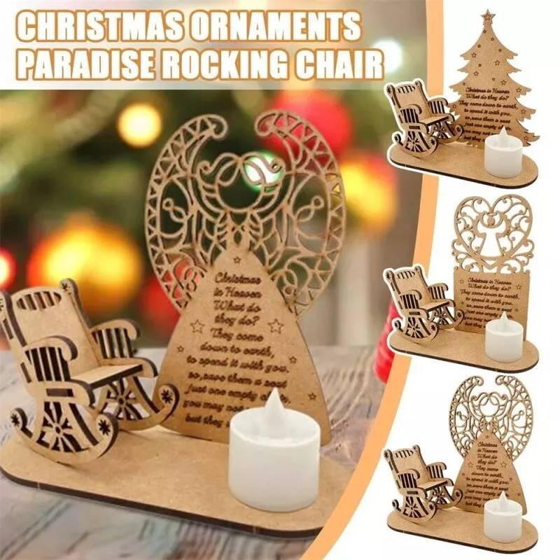 Christmas Heaven In Poem Tree Rocking Chair Candle Lights Memorial Ornament Gift