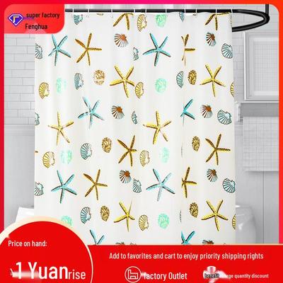 Waterproof Starfish PEVA Shower Curtain - Mildew-resistant and Printed Design