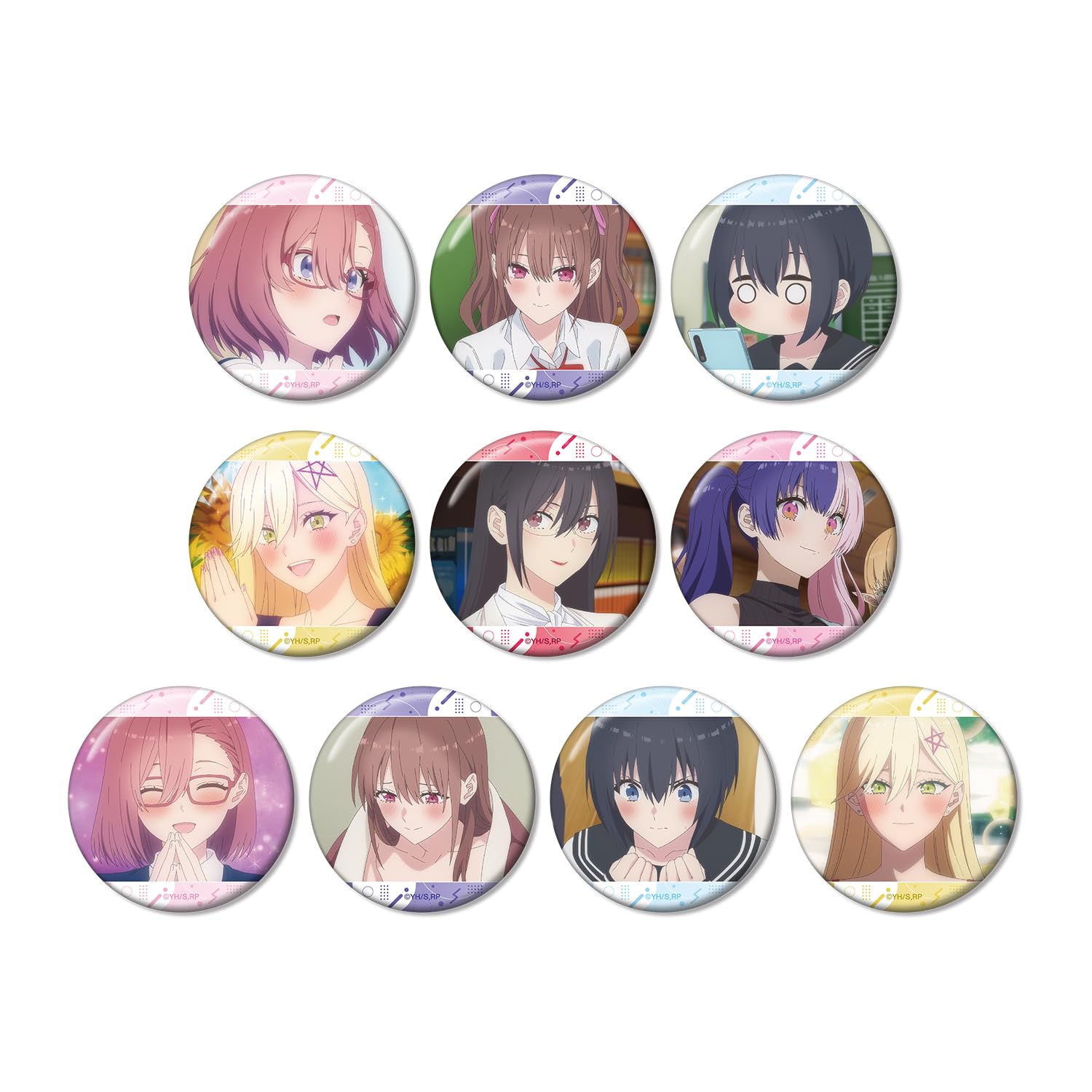 

TV anime trading scene box of 10 2.5-Dimensional Temptation badges,