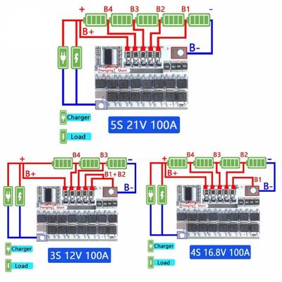 3s 4s 5s Bms 12v 16.8v 18v 21v 3.7v 100a Li-ion Lmo Ternary Lithium Battery Protection Circuit Board Li-polymer Balance Charging