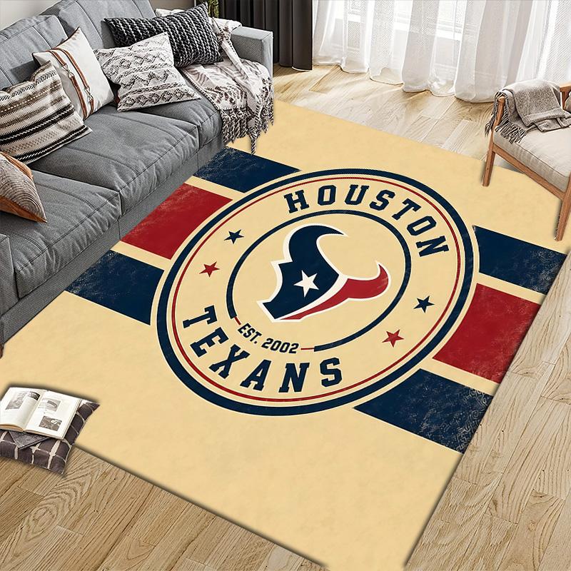 Houston Texans Flannel Pattern Square Carpet,Area Rug,Carpet Rug for Living Room Bedroom Sofa Playroom Decor,Non-slip Floor Mat