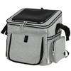 Dog Bike Basket, Soft-Sided Pet Carrier with Security Leash, Mesh Door & Window, Plush Cushion, Bowl, Light Grey
