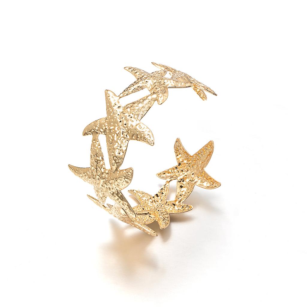 Punk Fashion Style Metal Starfish Open Bracelet, Versatile for Daily Use