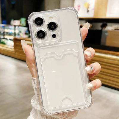 Διαφανής Θήκη Τσάντα Κάρτας Θήκη Για iPhone 16 15 14 13 12 11 Pro Max Θέση Πορτοφόλι Πίσω Κάλυμμα Για iPhone 15 Plus Αντικραδασμική Θήκη