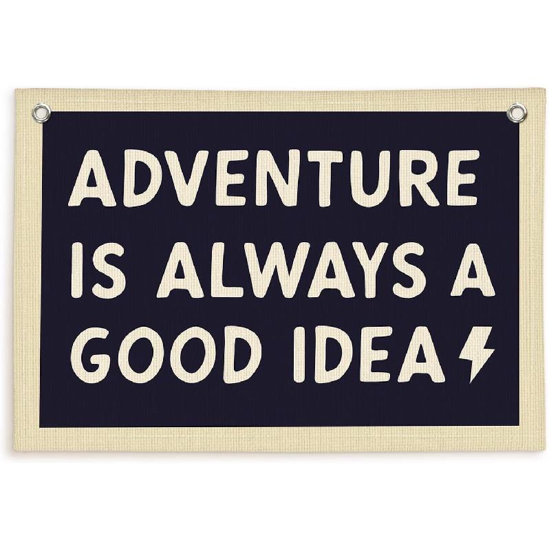 Lacama Vintage Blue Long Live Boyhood Boys Room Decor, Boy Nursery Decor, Linen Banner Wall Hanging Canvas Banner Flag Decor for Toddler Boy Room