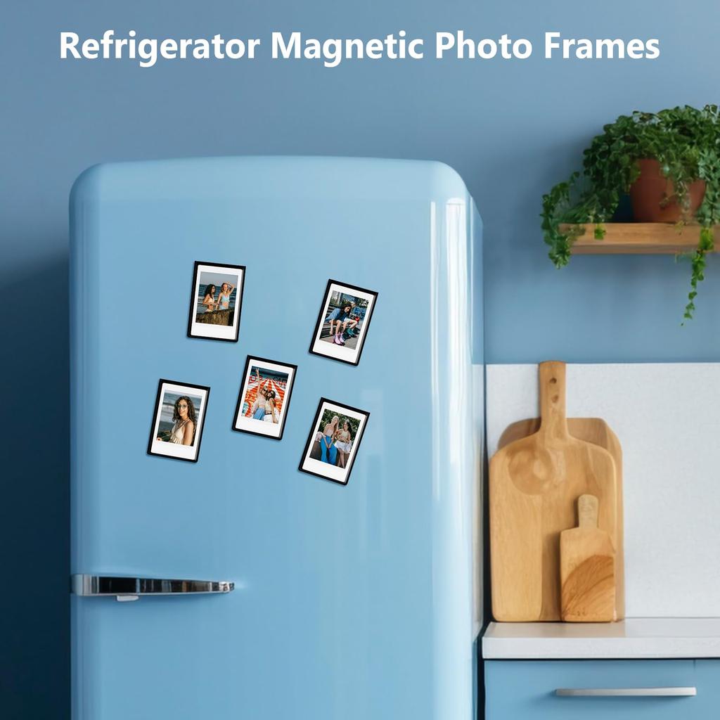 HIYQIN Magnetic Photo Frames for Instax Mini 2x3 Inch Picture Refrigerator Magnet Compatible with Fujifilm Instax SE EVO Black 25-Pack Film, Frames,